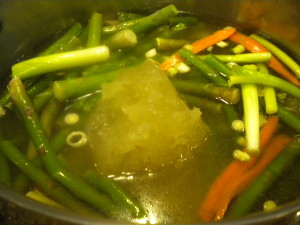 Asparagus, Carrots and Onions with Chicken Stock