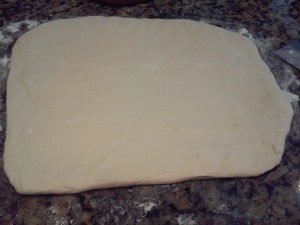 Flattened Dough before Folding and Stretching
