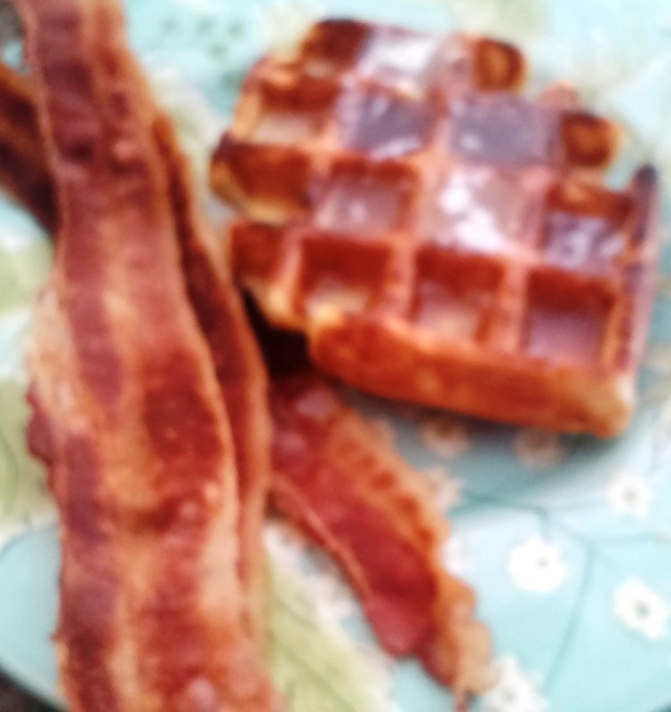 Sweet Potato Waffles with Bacon for Breakfast