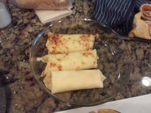 Wrapped Crepes in Baking Dish