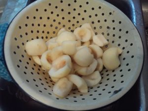 Pears in Colander