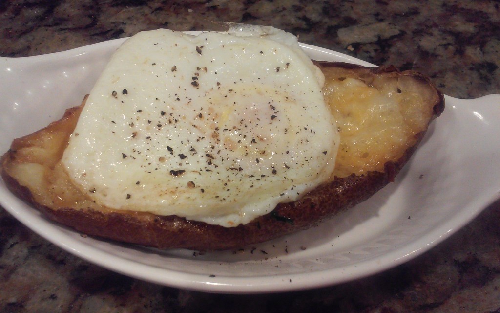 Double Baked Potato with Fried Egg